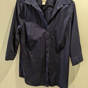 Chico No Iron Button Up Blouse Dark Navy Sz 1 (Medium)